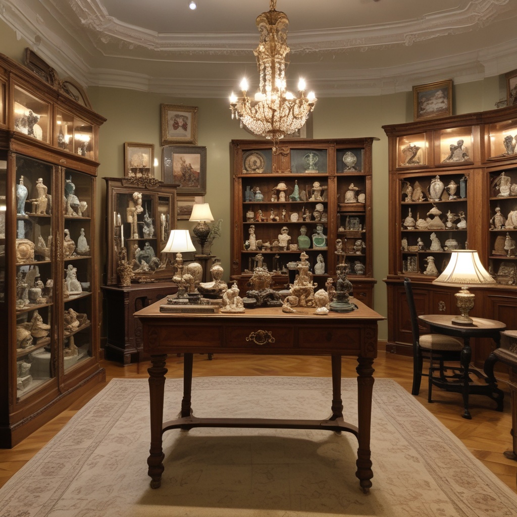 A collection of valuable antiques displayed elegantly at Antiquaria store